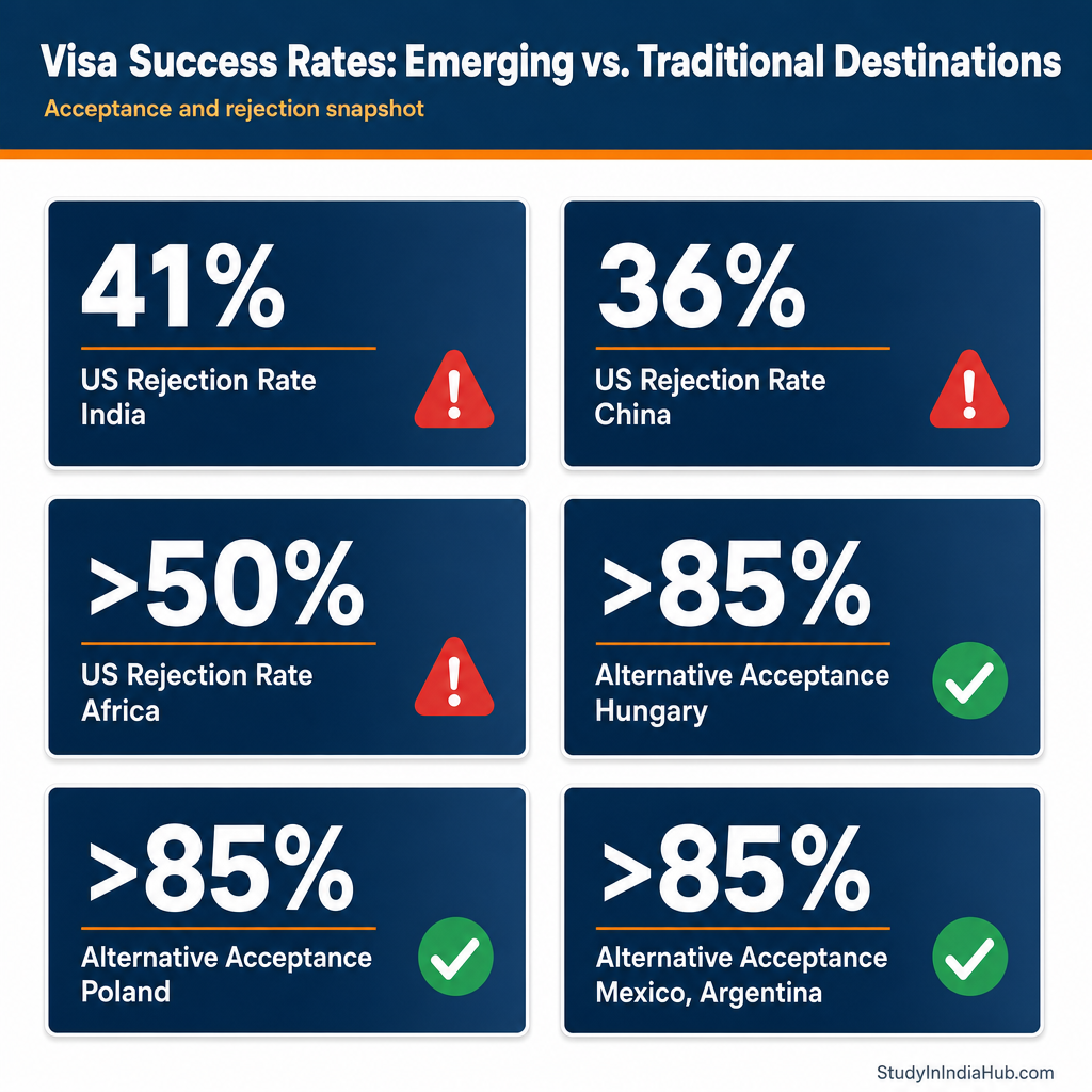 StudyInIndiaHub.com — Visa Success Rates: Emerging vs. Traditional Destinations